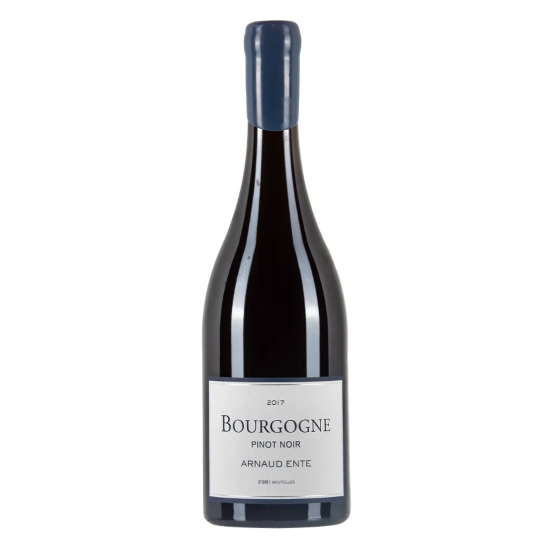 Bottiglia di vino rosso Arnaud Ente Bourgogne Pinot Noir 2017, pregiato Pinot Nero di Francia.