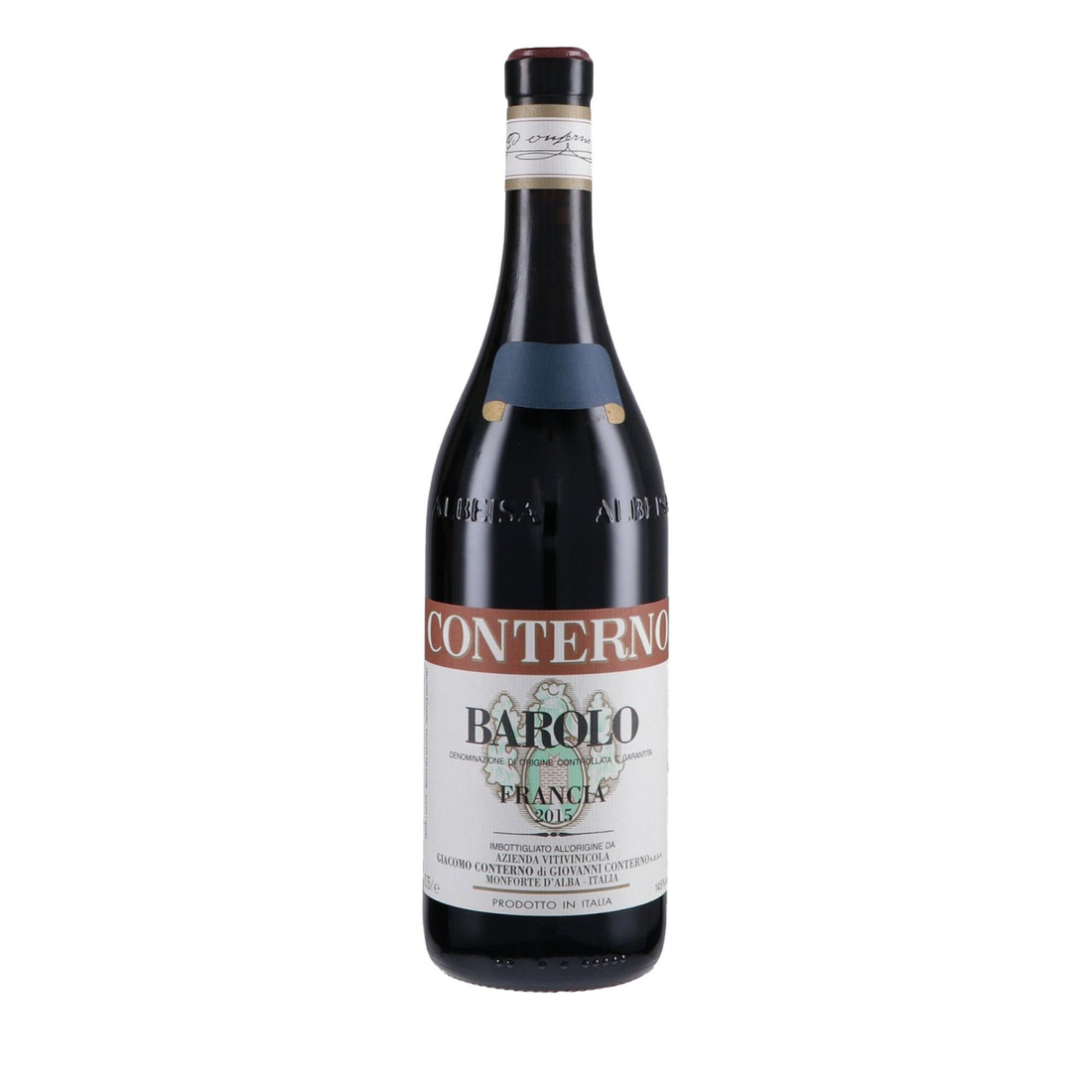 Bottiglia di vino rosso Conterno Barolo Vigna Francia 2012, pregiato Nebbiolo del Piemonte da 75 cl.