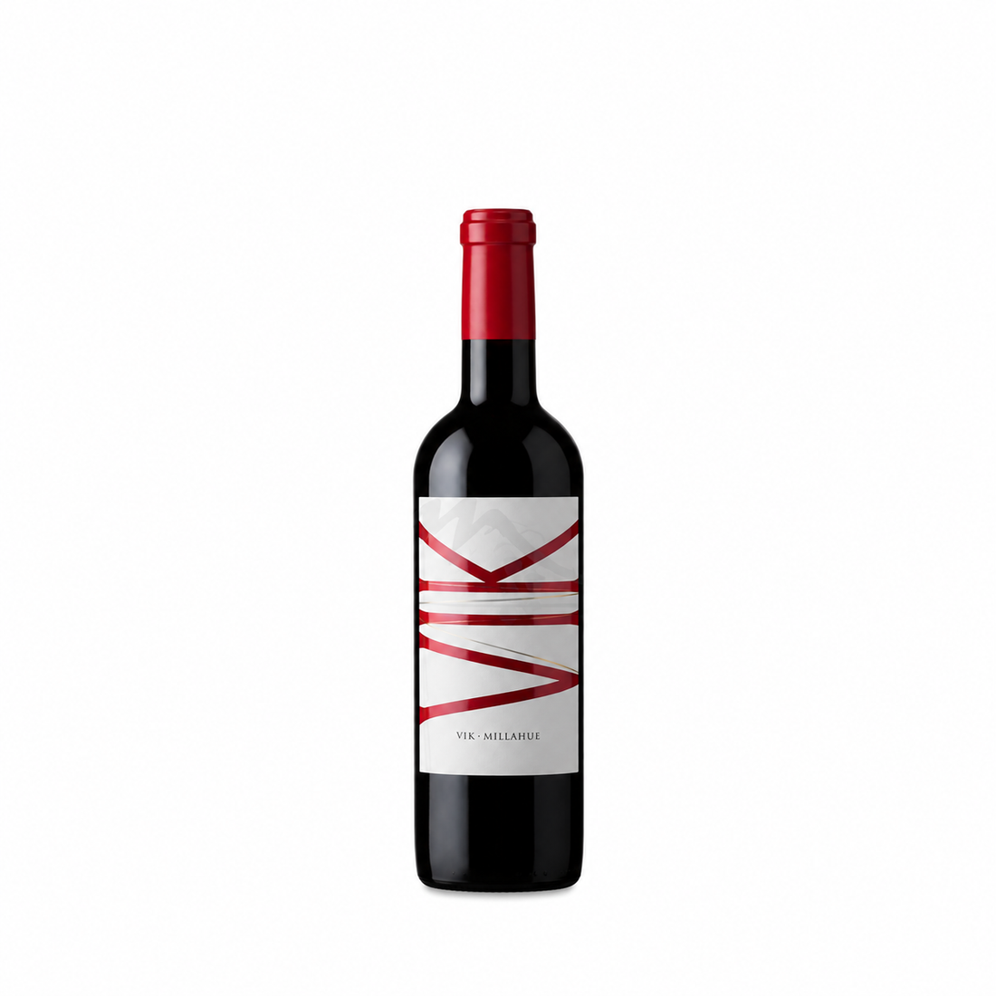 Bottiglia di vino rosso VIK 2021 Cachapoal Valley della cantina cilena Vina Vik Winery in primo piano