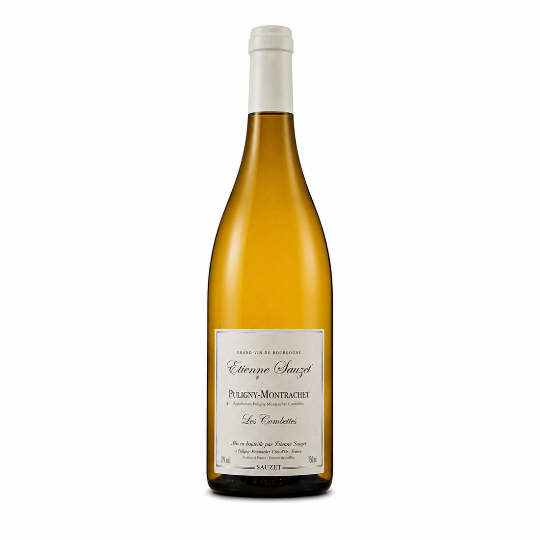 Bottiglia di vino bianco Dominique Laurent Bourgogne Blanc 2023 in primo piano su sfondo chiaro