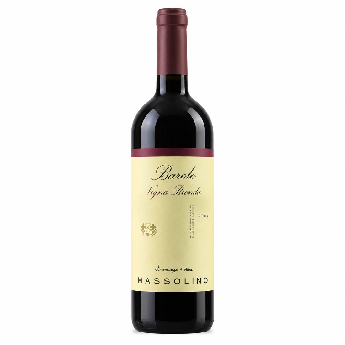 Bottiglia di Barolo Massolino Vigna Rionda Riserva 2004 magnum da 1,5L, vino rosso pregiato in primo piano