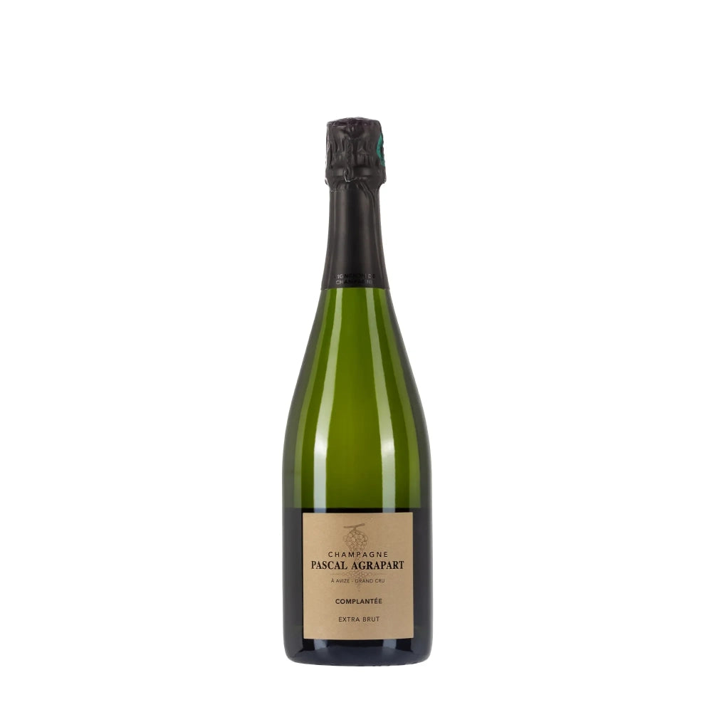 Bottiglia di spumante Agrapart Complantée, bollicine della Côte des Blancs da viticoltura sostenibile.