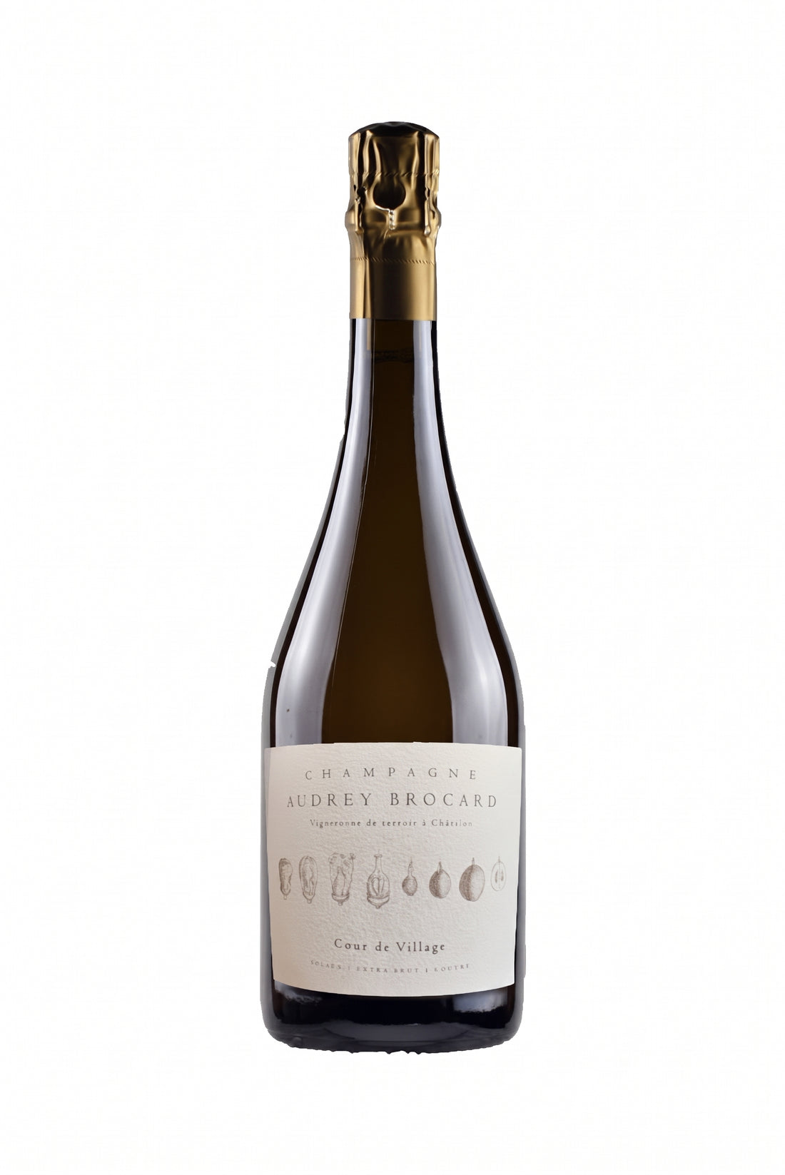 Bottiglia di Champagne Audrey Brocard Coeur de Village Solera sbocc.2022, bollicine di qualità.