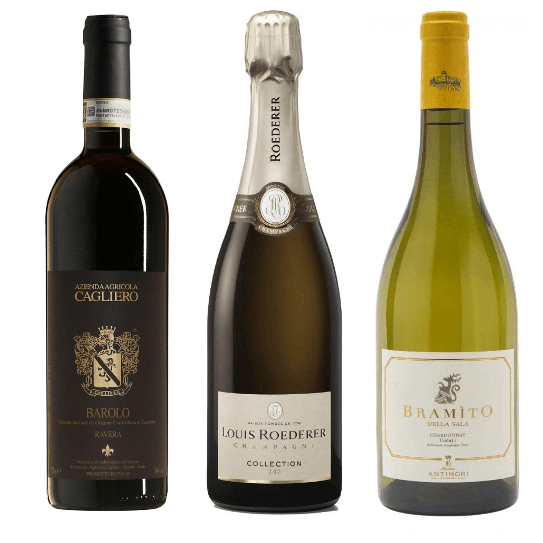 Box Pasqua Louis Roederer Collection 246 - Antinori Bramito della Sala 2024 - Barolo Cagliero 2017 (6 bottiglie) - Carta dei Vini