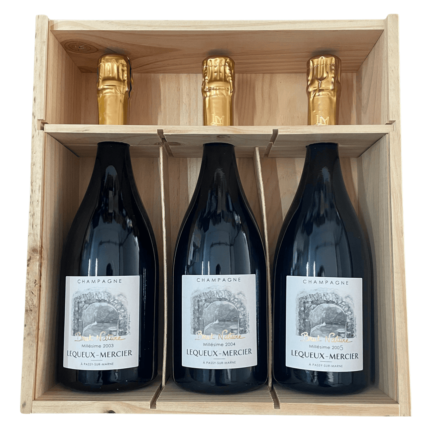 Champagne Lequeux - Mercier Brut Nature - Cofanetto da 3 bottiglie con millesimati 2003 - 2004 - 2005 sbocc. 2020 - Carta dei Vini