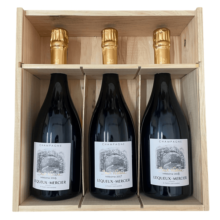 Champagne Lequeux - Mercier Brut Nature - Cofanetto da 3 bottiglie con millesimati 2006 - 2007 - 2008 sbocc. 2017 - Carta dei Vini