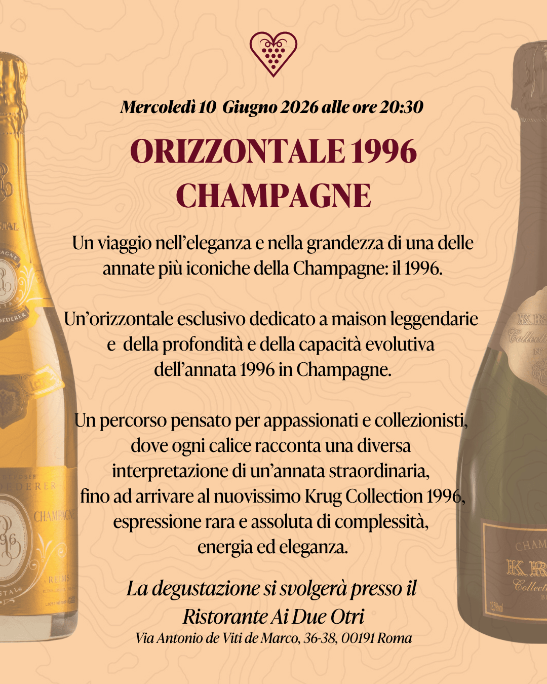 Degustazione Orizzontale 1996 Champagne 10 Giugno 2026 - Carta dei Vini