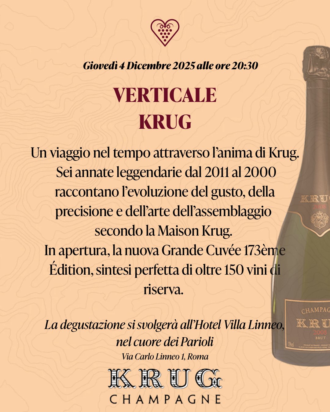 Degustazione Verticale Krug Hotel Villa Linneo 4 Dicembre 2025 - Carta dei Vini