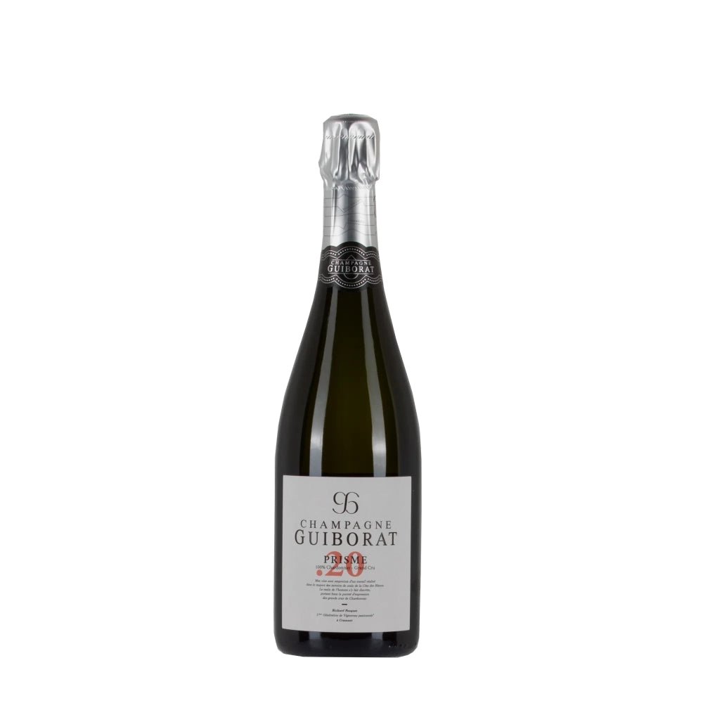 Bottiglia di champagne Guiborat Prisme , spumante Chardonnay della Côte des Blancs.