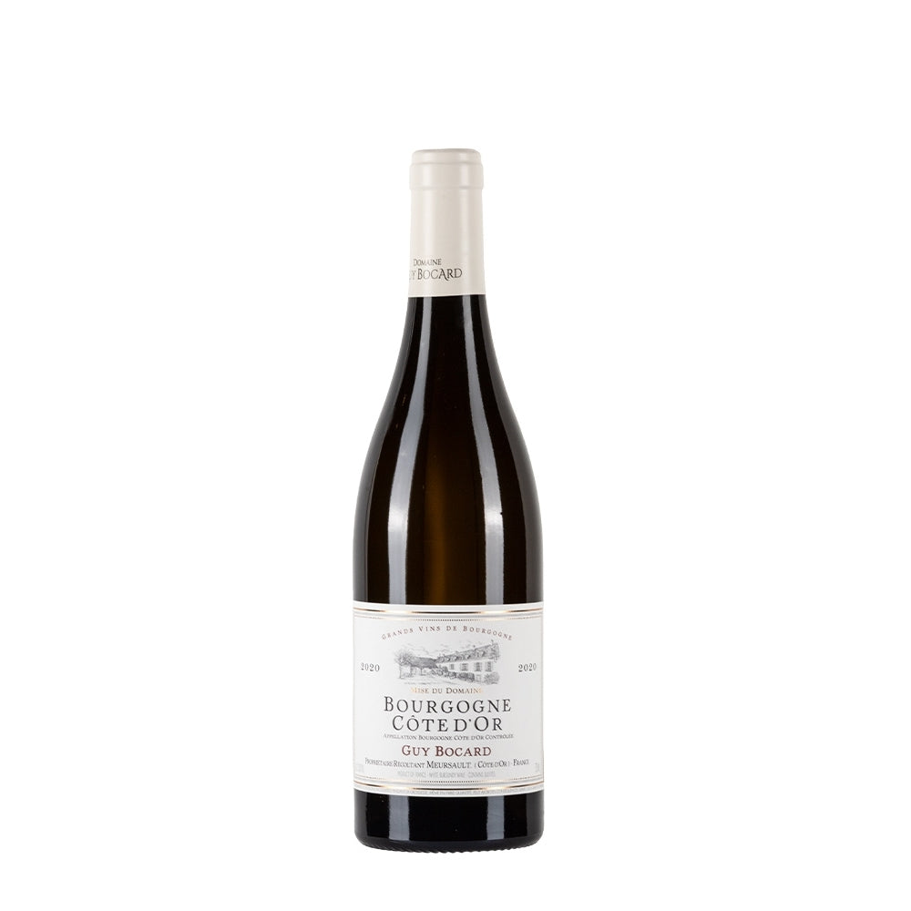 Bottiglia di vino bianco Guy Bocard Bourgogne Cote D&