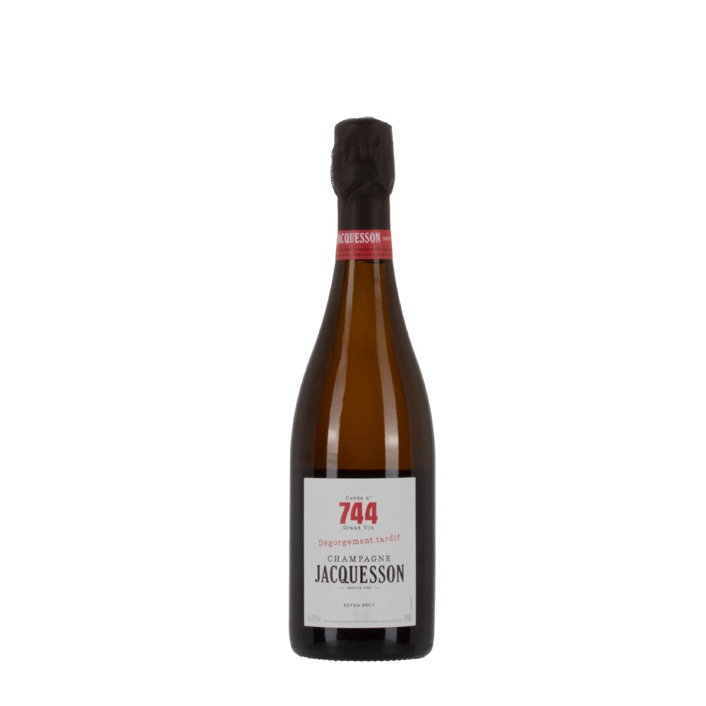 Bottiglia di Champagne Jacquesson Cuvée N.744 Dt da 75 cl per viticoltura sostenibile.
