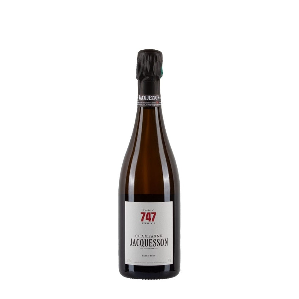Bottiglia di Champagne Jacquesson Cuvée N.747 da 75 cl per viticoltura tradizionale.