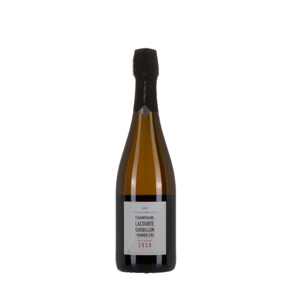 Bottiglia di champagne biologico Lacourte Godbillon Millesimè 2020 da 75 cl in primo piano