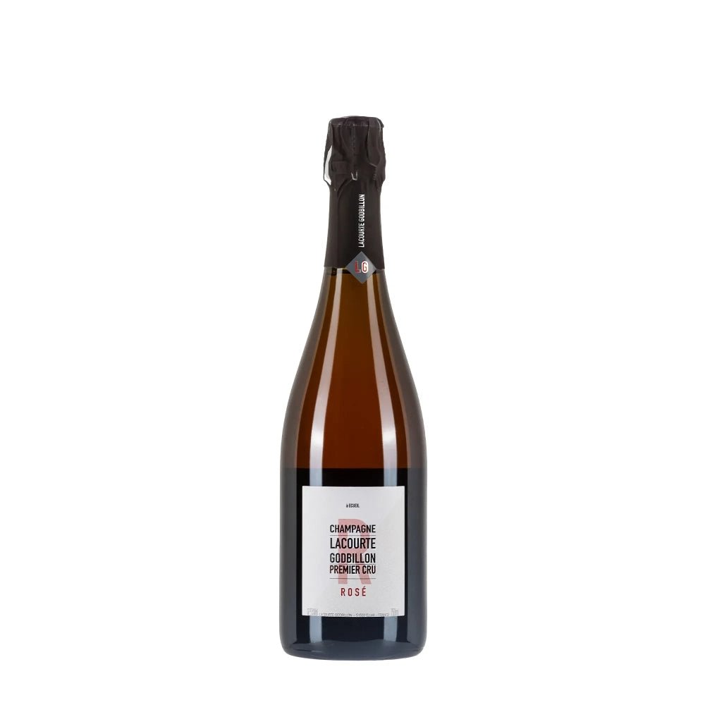 Bottiglia di Champagne Rosé Lacourte Godbillon, spumante biologico da 75 cl della Montagne De Reims.