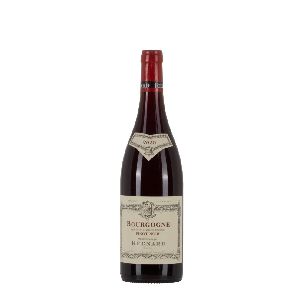 Bottiglia di vino rosso Régnard Bourgogne Pinot Noir 2025 da agricoltura sostenibile