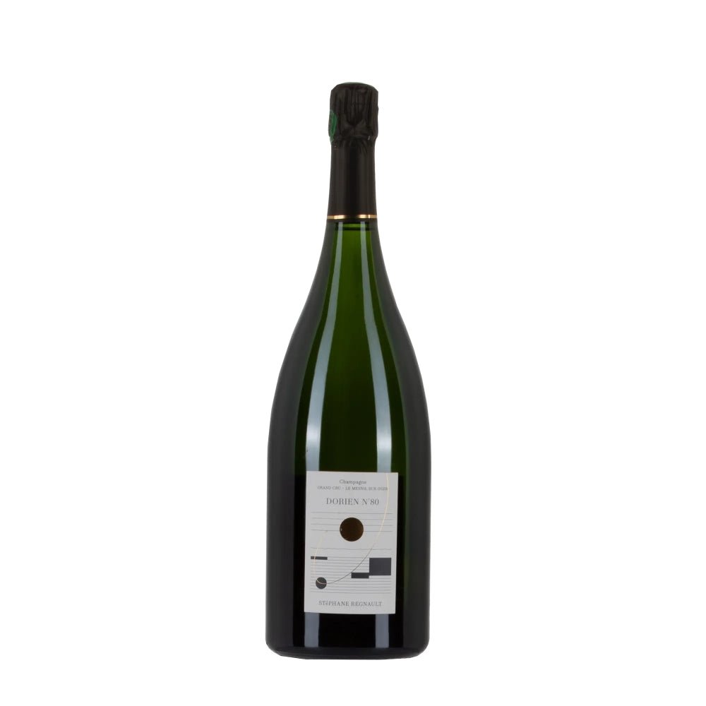 Bottiglia di champagne Stéphane Regnault Dorien N°80 Magnum, 100% Chardonnay da viticoltura sostenibile.
