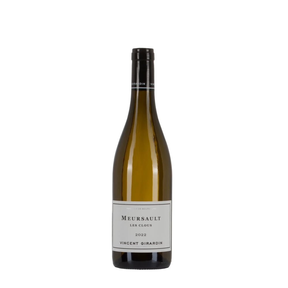 Bottiglia di vino bianco Vincent Girardin Meursault Le Clous 2022, Chardonnay di Borgogna.