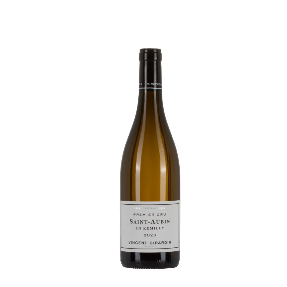 Bottiglia di Vincent Girardin Saint-Aubin En Remilly 2023 1er Cru, vino bianco Chardonnay.