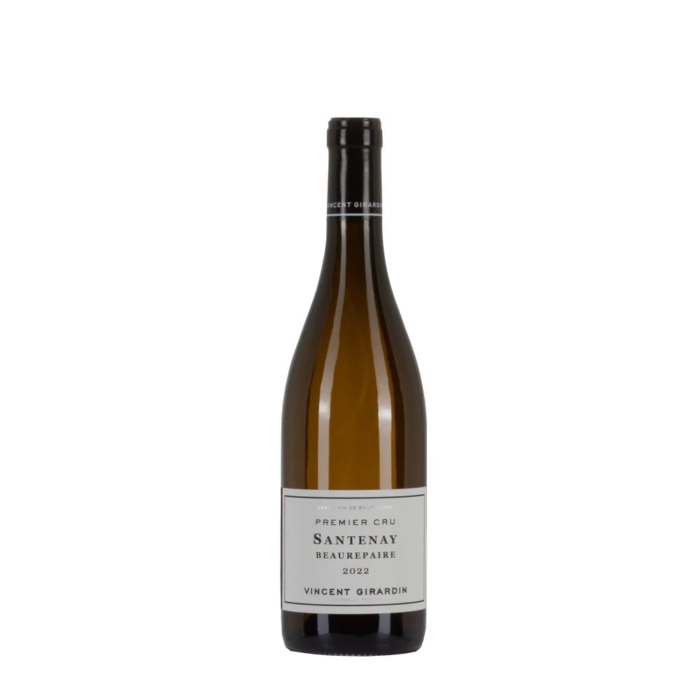 Bottiglia di Vincent Girardin Santenay Beaurepaire 2022 1er Cru, vino bianco Chardonnay.